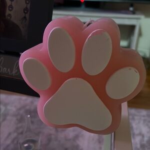 Pink and White Paw Print Candle Accent